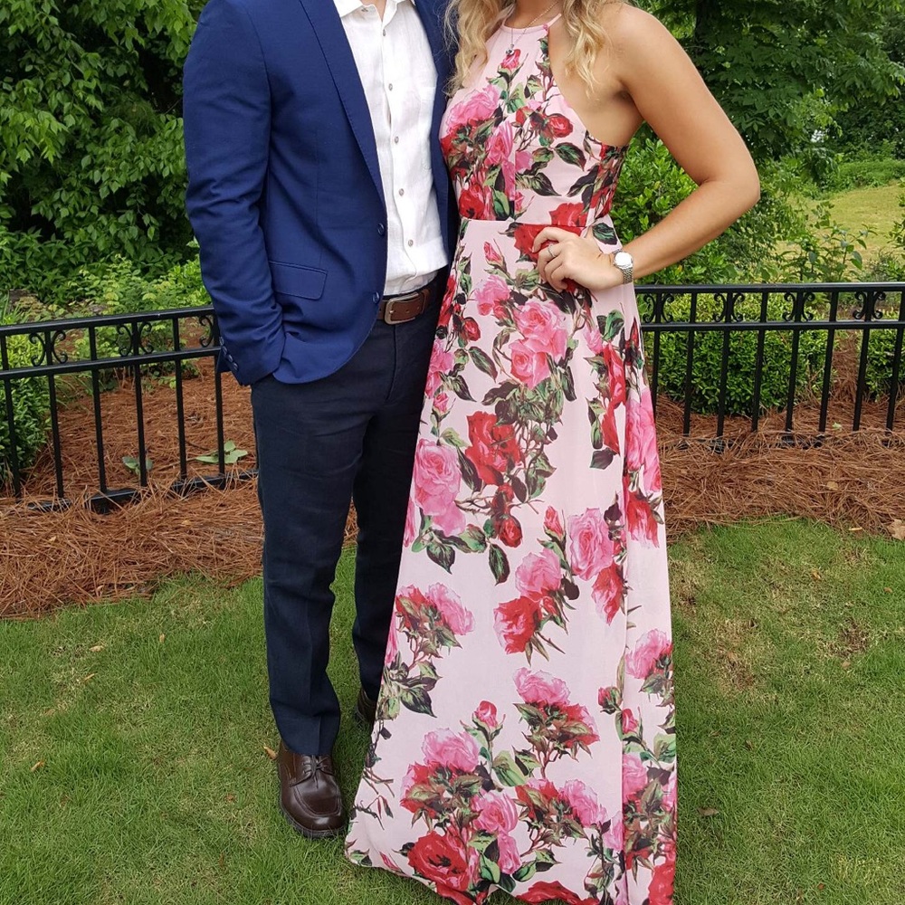 Stunning Floor Length Floral Halter Dress